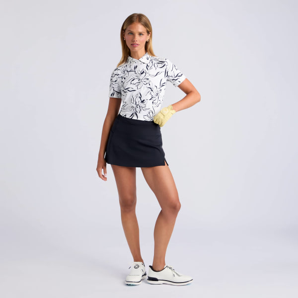 Alternative image of BIG FLORAL SILKY TECH NYLON POLO in Snow / Onyx