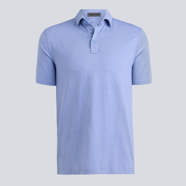 ALL PLAY FOULARD GEO STRETCH KNIT POLO in WILLOW / HAZE