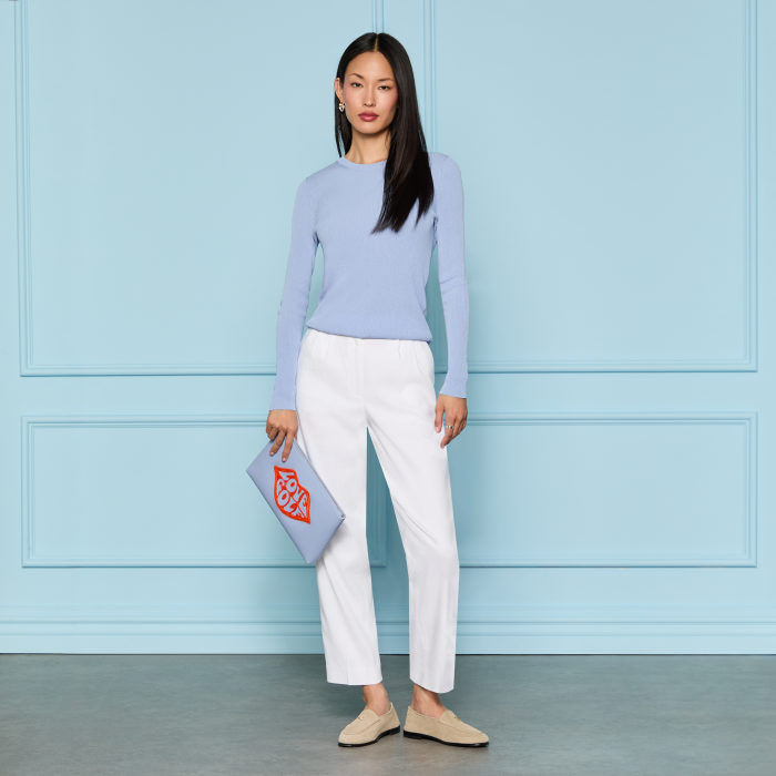 Alternative image of LTD RELEASE LINEN CROPPED PLEATED TROUSER in Snow