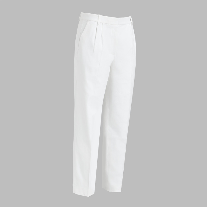 LTD RELEASE LINEN CROPPED PLEATED TROUSER in Snow