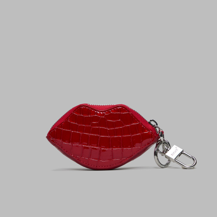 Alternative image of LOVE G CROC-EMBOSSED LEATHER COIN PURSE KEYCHAIN in Lava
