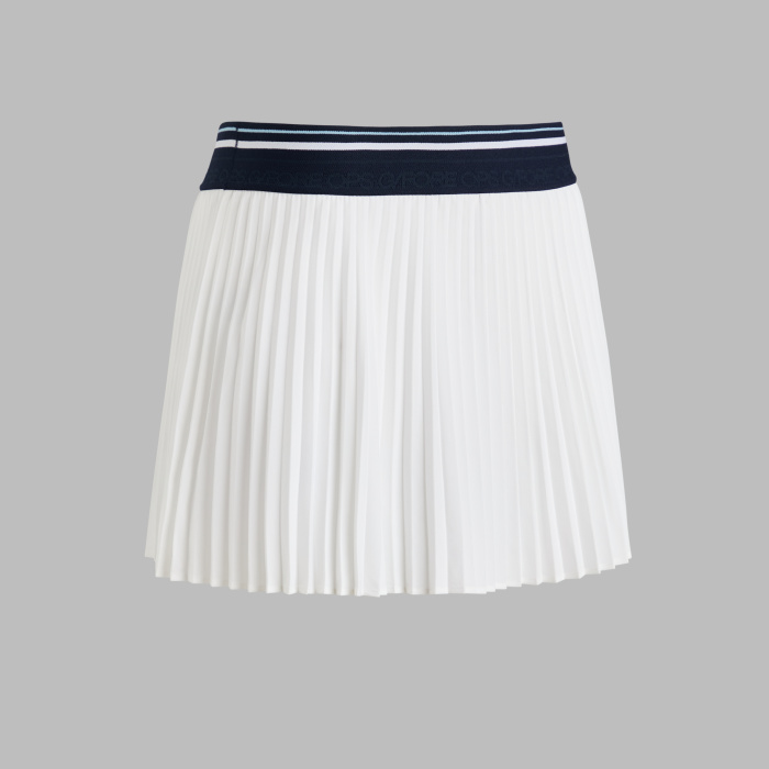 MICROPLEAT STRETCH WOVEN HIGHWAISTED SKORT in Snow