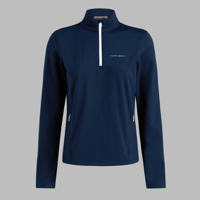 PRAY FOR BIRDIES BRUSHED BACK STRETCH 1/4 ZIP PULLOVER in Twilight