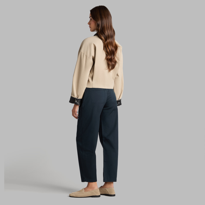 Alternative image of LTD RELEASE LEATHER COLLAR TRI-COTTON CROPPED JACKET in PUMICE