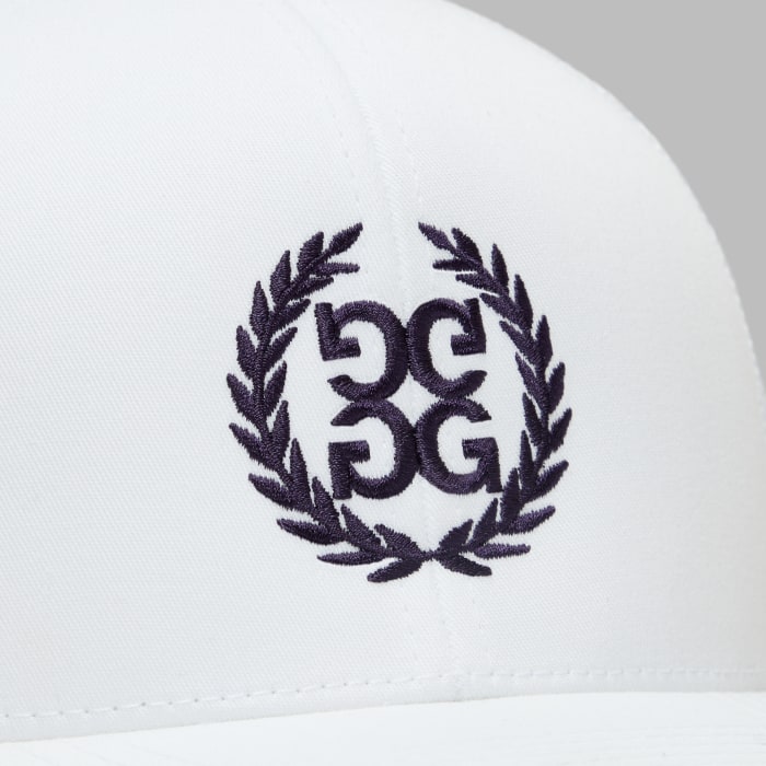 Alternative image of MEN'S LTD RELEASE G WREATH TRUCKER HAT in SNOW / DARK PLUM