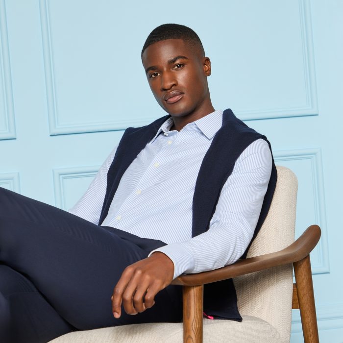 LTD RELEASE LUXE COTTON BLEND SHIRT in SNOW / LISBON