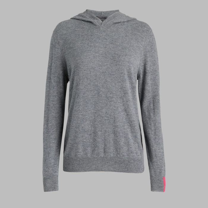 CASHMERE HOODED SWEATER in NIMBUS MELANGE