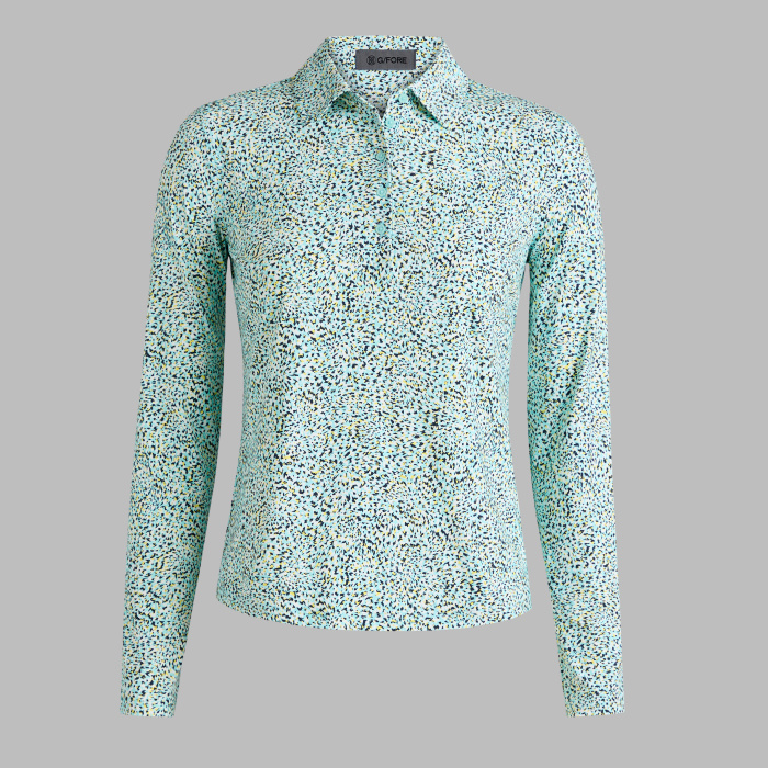 FIREWORKS SILKY TECH NYLON LONG SLEEVE POLO in CENOTE