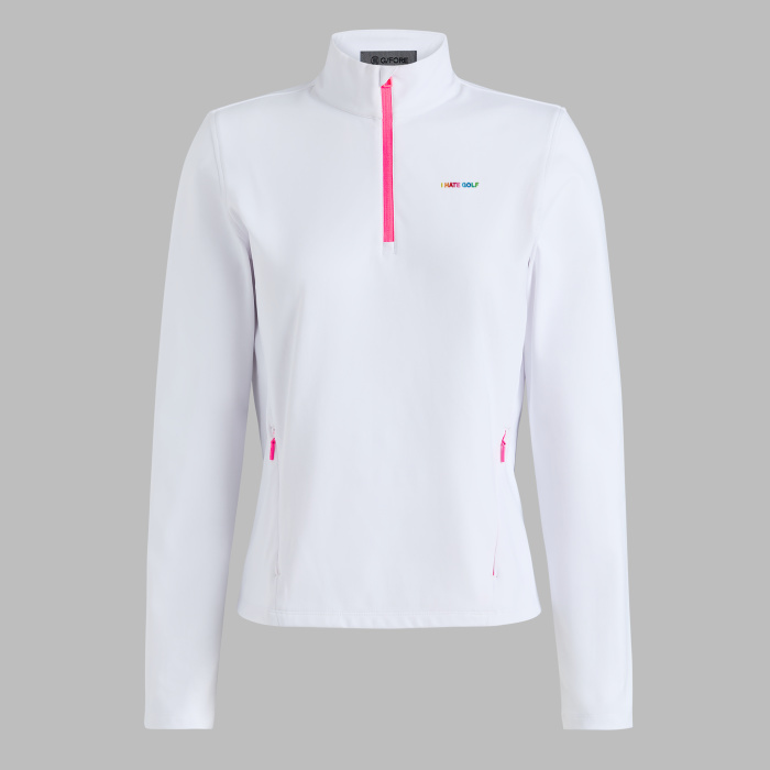 I HATE GOLF BRUSHED BACK STRETCH 1/4 ZIP PULLOVER in Snow