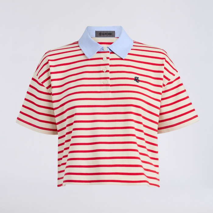 G SCRIBE BOXY RUGBY POLO in CHALK WHITE / LAVA