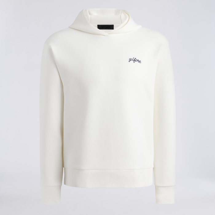 FORE CORNERS COTTON BLEND SCUBA HOODIE in CHALK WHITE