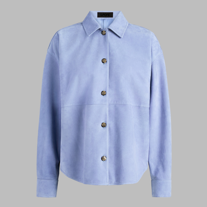 RELAXED FIT SUEDE SHIRT JACKET in Willow