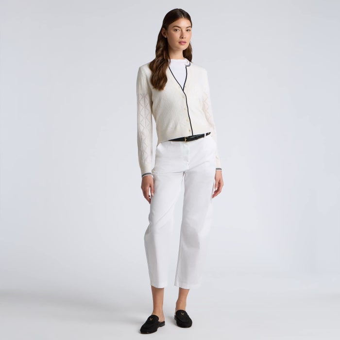 Alternative image of POINTELLE FINE WOOL CARDIGAN in CHALK WHITE