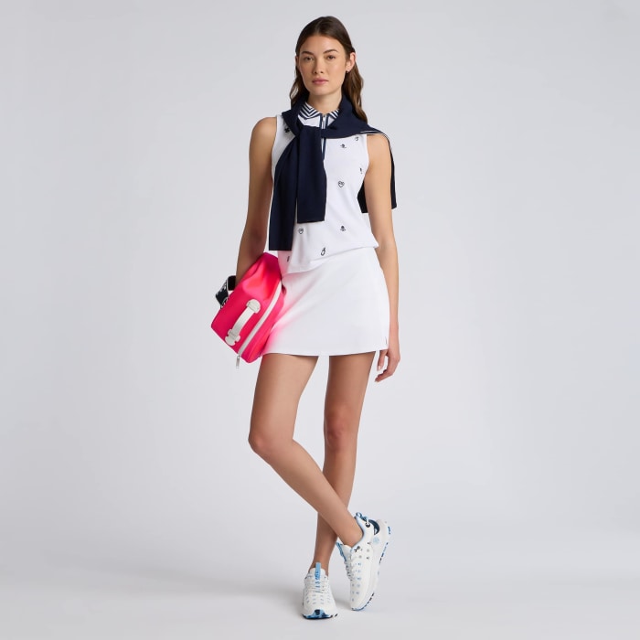 Alternative image of ICON EMBROIDERED 1/4 ZIP SLEEVELESS POLO in Snow