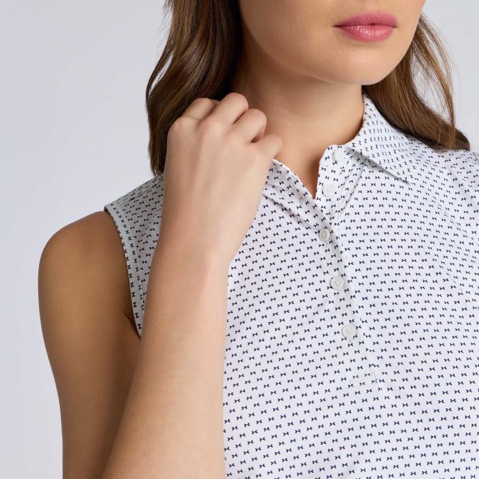 Alternative image of GEO 2 SILKY TECH NYLON SLEEVELESS POLO in Snow / Twilight