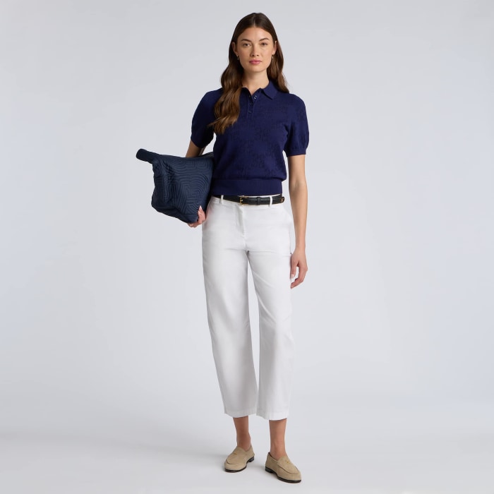 Alternative image of POINTELLE G COTTON SILK CASHMERE SWEATER POLO in Twilight