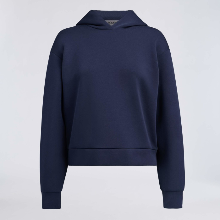 COTTON BLEND SCUBA HOODIE in Twilight