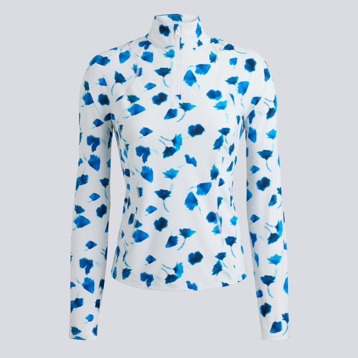 DROP FLORAL SILKY TECH NYLON 1/4 ZIP PULLOVER in Snow