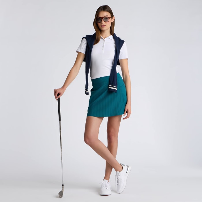 Alternative image of 2-TONE RIB KNOCKOUT A-LINE SKORT in MARINE TEAL