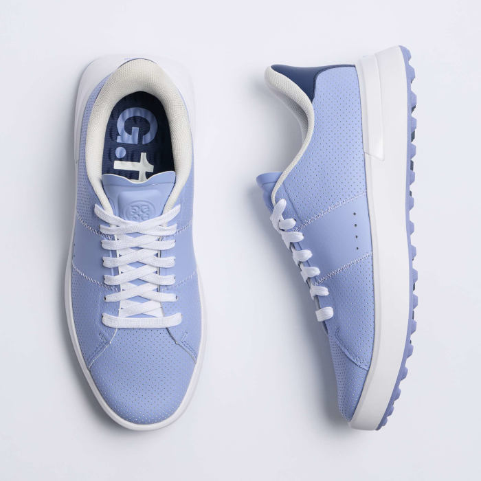WOMEN'S LTD RELEASE G.112 PERFORATED LEATHER SADDLE STRIPE GOLF SHOE in WILLOW / HAZE