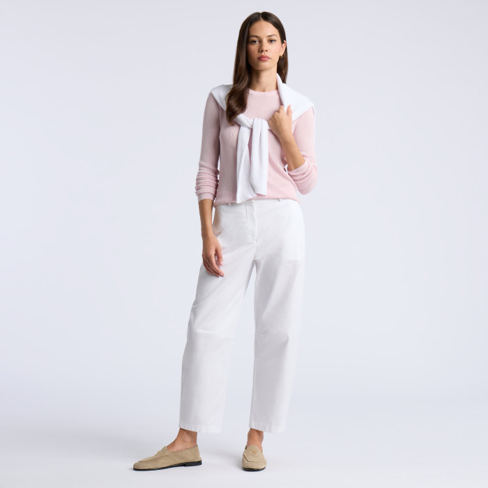 Alternative image of COTTON BLEND RIB KNIT FITTED TOP in SHELL