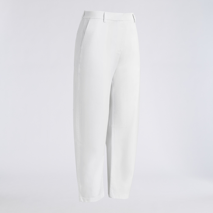 LTD RELEASE STRETCH COTTON GABARDINE BARREL LEG TROUSER in Snow