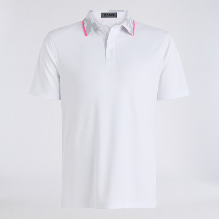 CAMO COLLAR PERFORMANCE PIQU&Eacute; POLO in Snow