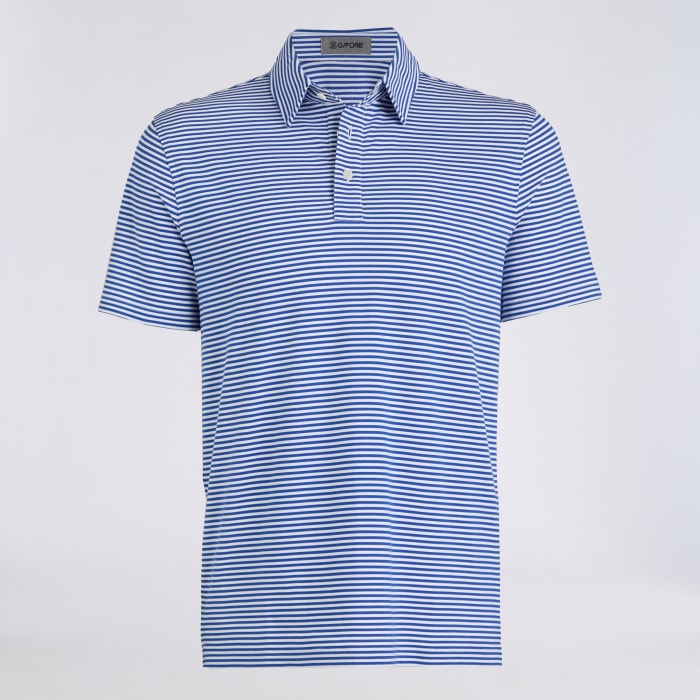 ALL PLAY STRIPE STRETCH KNIT POLO in Cobalt