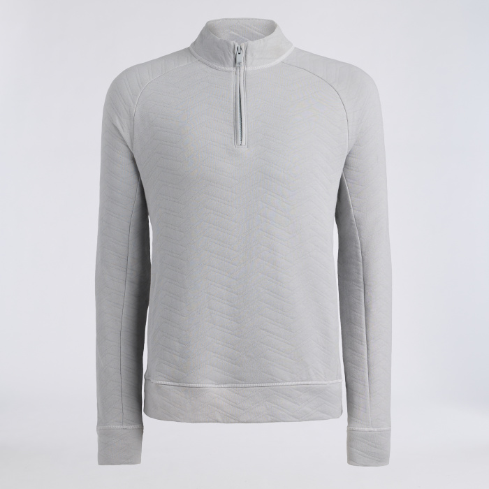 DUNES COTTON QUILTED 1/4 ZIP PULLOVER in NIMBUS MELANGE