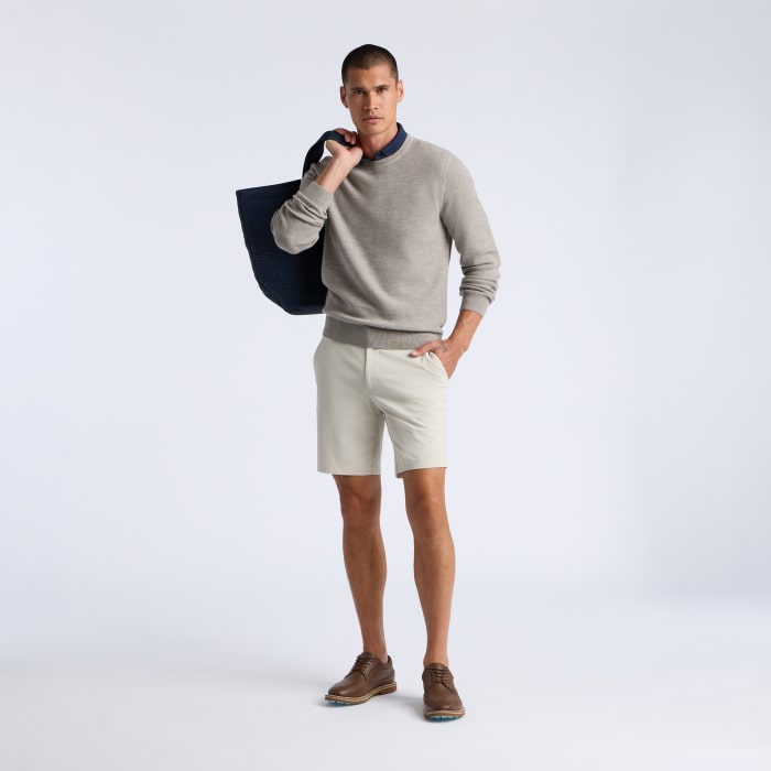 Alternative image of THE CLUB MERINO WOOL CREWNECK SWEATER in PUMICE MELANGE