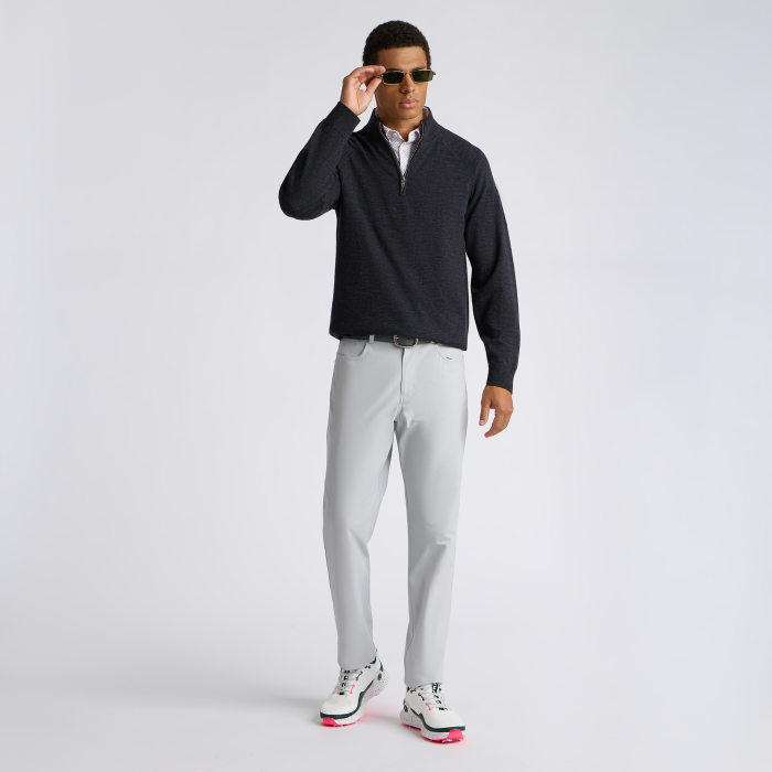 Alternative image of CIRCLE G MERINO WOOL 1/4 ZIP PULLOVER in CHARCOAL MELANGE / TWILIGHT