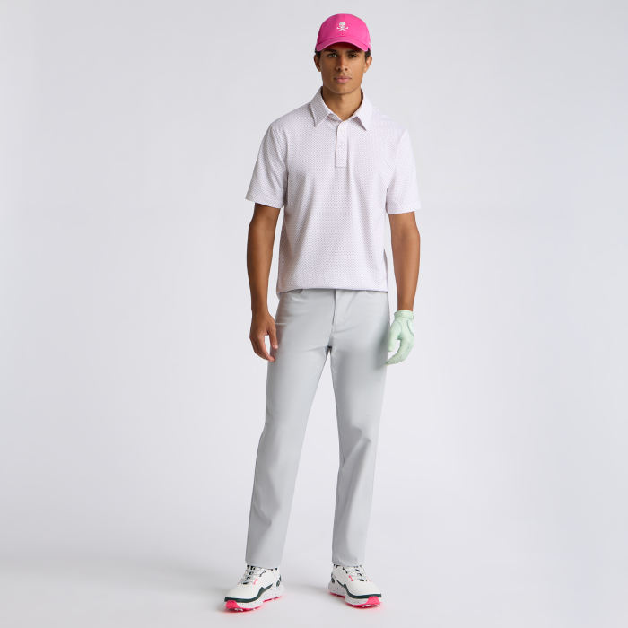 Alternative image of ALL PLAY SPADE GEO STRETCH KNIT POLO in SNOW / DARK PLUM