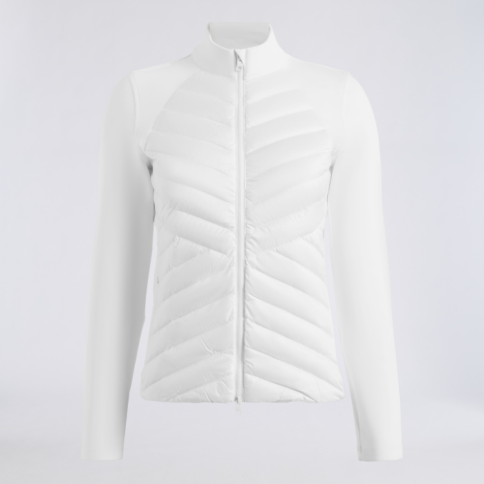 V-DOWN QUILTED HYBRID JACKET in CHALK WHITE