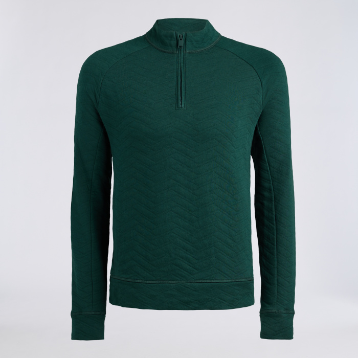 DUNES COTTON QUILTED 1/4 ZIP PULLOVER in Pine