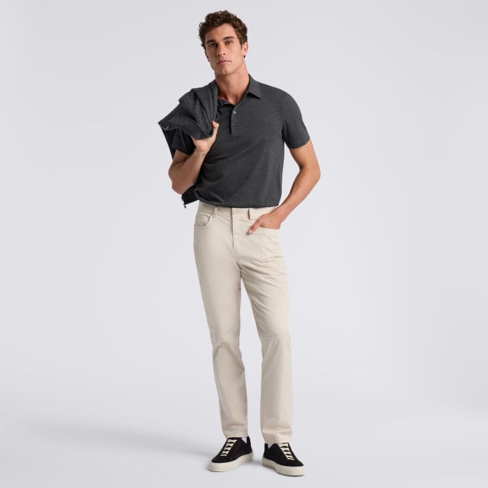 Alternative image of LUXE COTTON BLEND POLO in CHARCOAL MELANGE