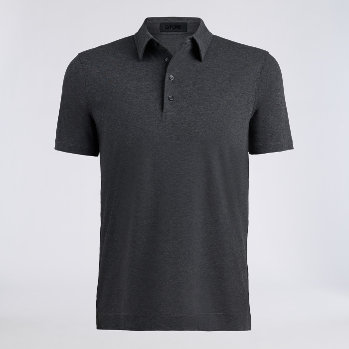 LUXE COTTON BLEND POLO in CHARCOAL MELANGE