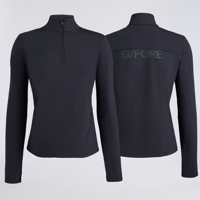 BRUSHED BACK STRETCH 1/4 ZIP PULLOVER in Onyx