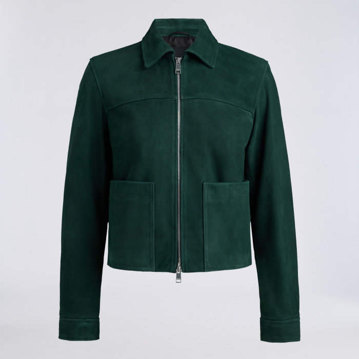 LTD RELEASE THE PERFECT SUEDE ZIP JACKET in Pine