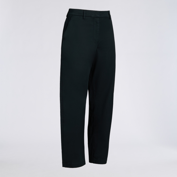 LTD RELEASE STRETCH COTTON GABARDINE BARREL LEG TROUSER in Onyx