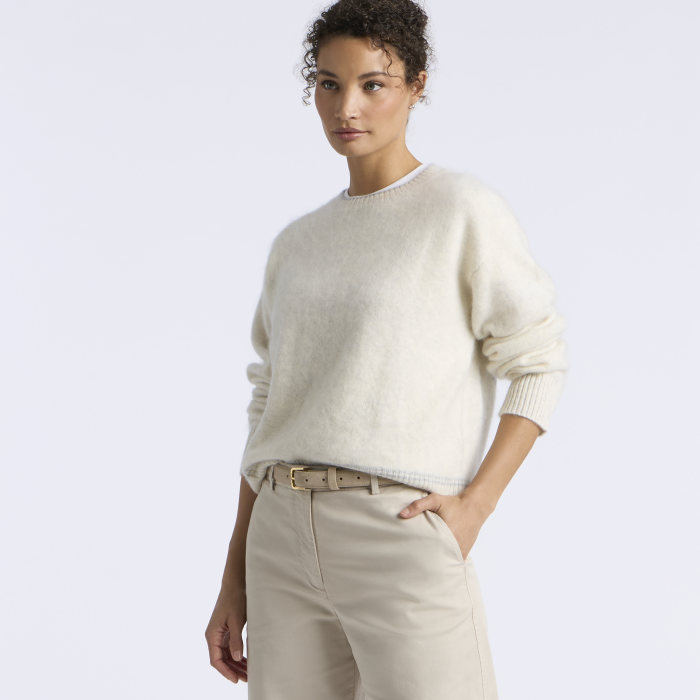 Alternative image of G WREATH BRUSHED CASHMERE SWEATER in CHALK WHITE / GREY MELANGE