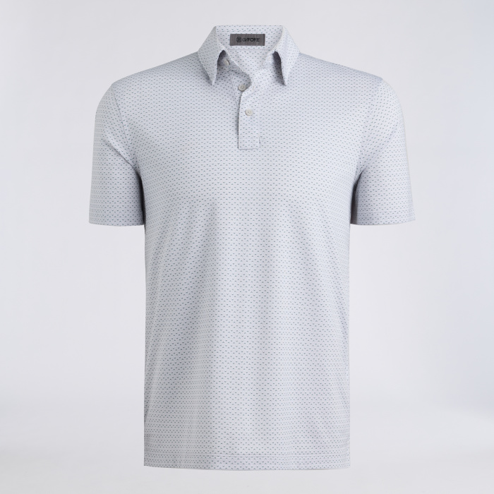 ALL PLAY SPADE GEO STRETCH KNIT POLO in NIMBUS / PINE