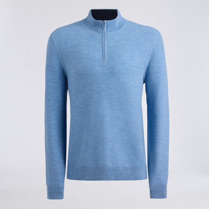 THE CLUB MERINO WOOL 1/4 ZIP SWEATER in Willow