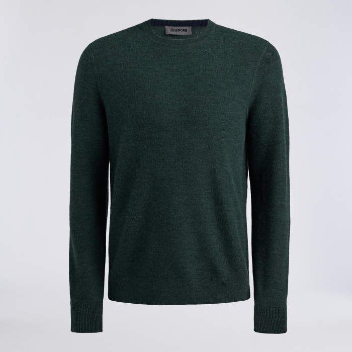 THE CLUB MERINO WOOL CREWNECK SWEATER in Pine