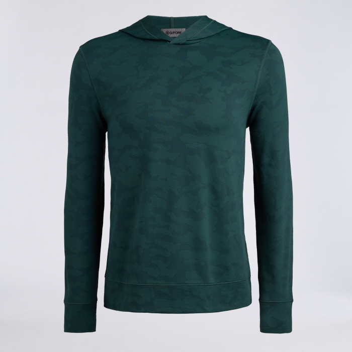 CAMO JACQUARD JERSEY HOODIE in Pine
