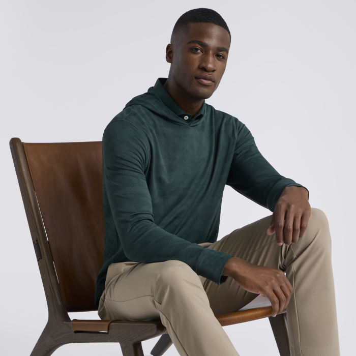 Alternative image of CAMO JACQUARD JERSEY HOODIE in Pine
