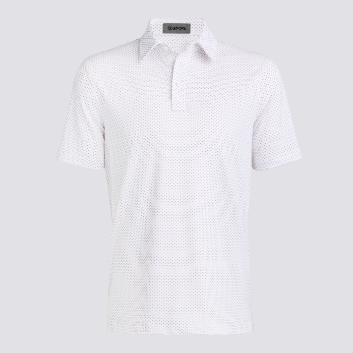 ALL PLAY SPADE GEO STRETCH KNIT POLO in SNOW / DARK PLUM