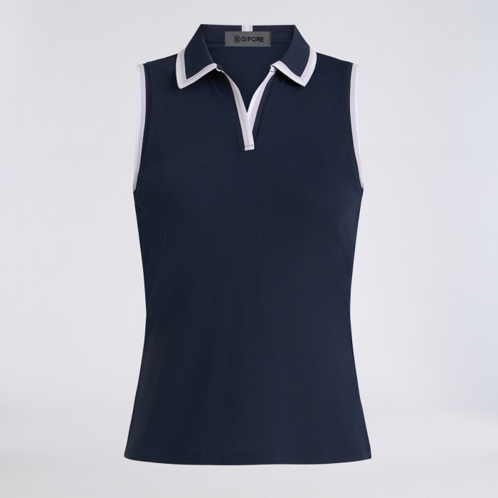 JOHNNY COLLAR TECH NYLON RIB SLEEVELESS POLO in Twilight
