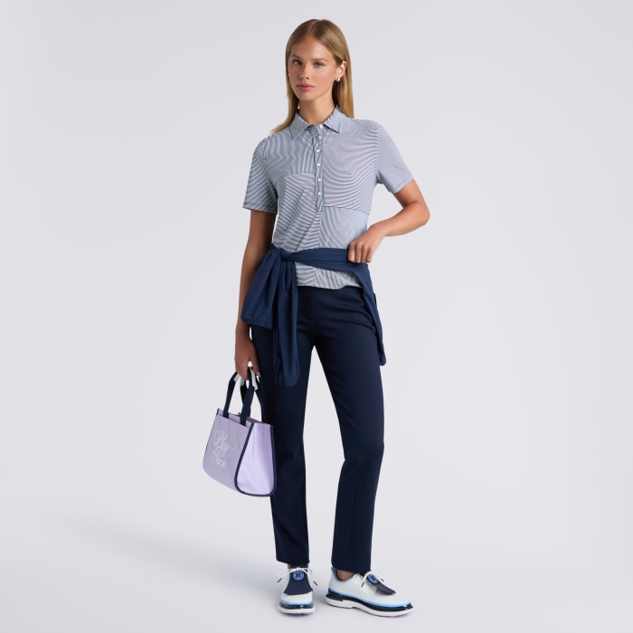 Alternative image of MIXED STRIPE TECH PIQU&Eacute; RELAXED POLO in Twilight