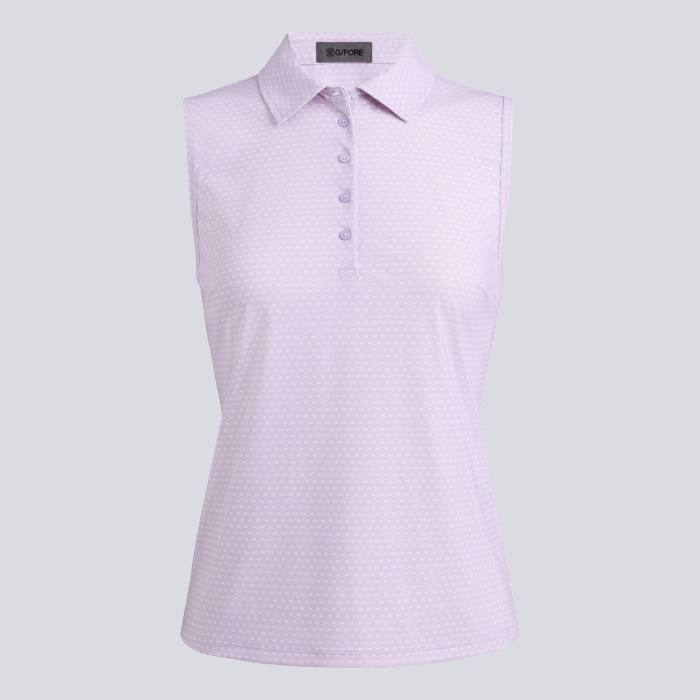 GEO 2 SILKY TECH NYLON SLEEVELESS POLO in ORCHID / SNOW