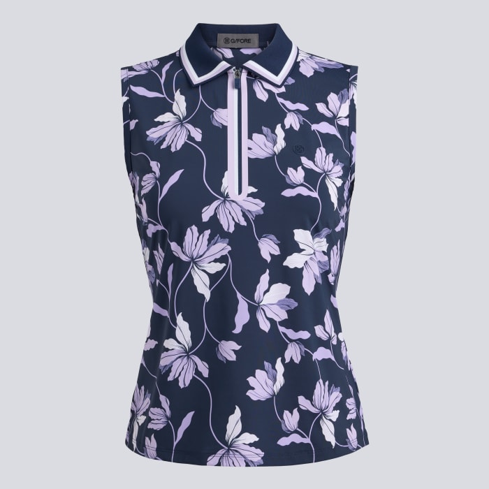 IRIS SILKY TECH NYLON SLEEVELESS POLO in Orchid